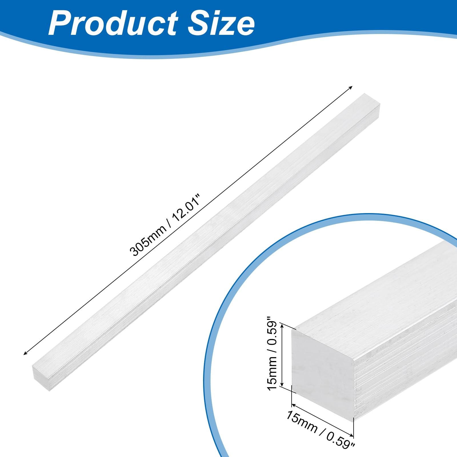 uxcell Aluminum Flat Bar 9/16″ x 9/16″ x 12″ 1pc
