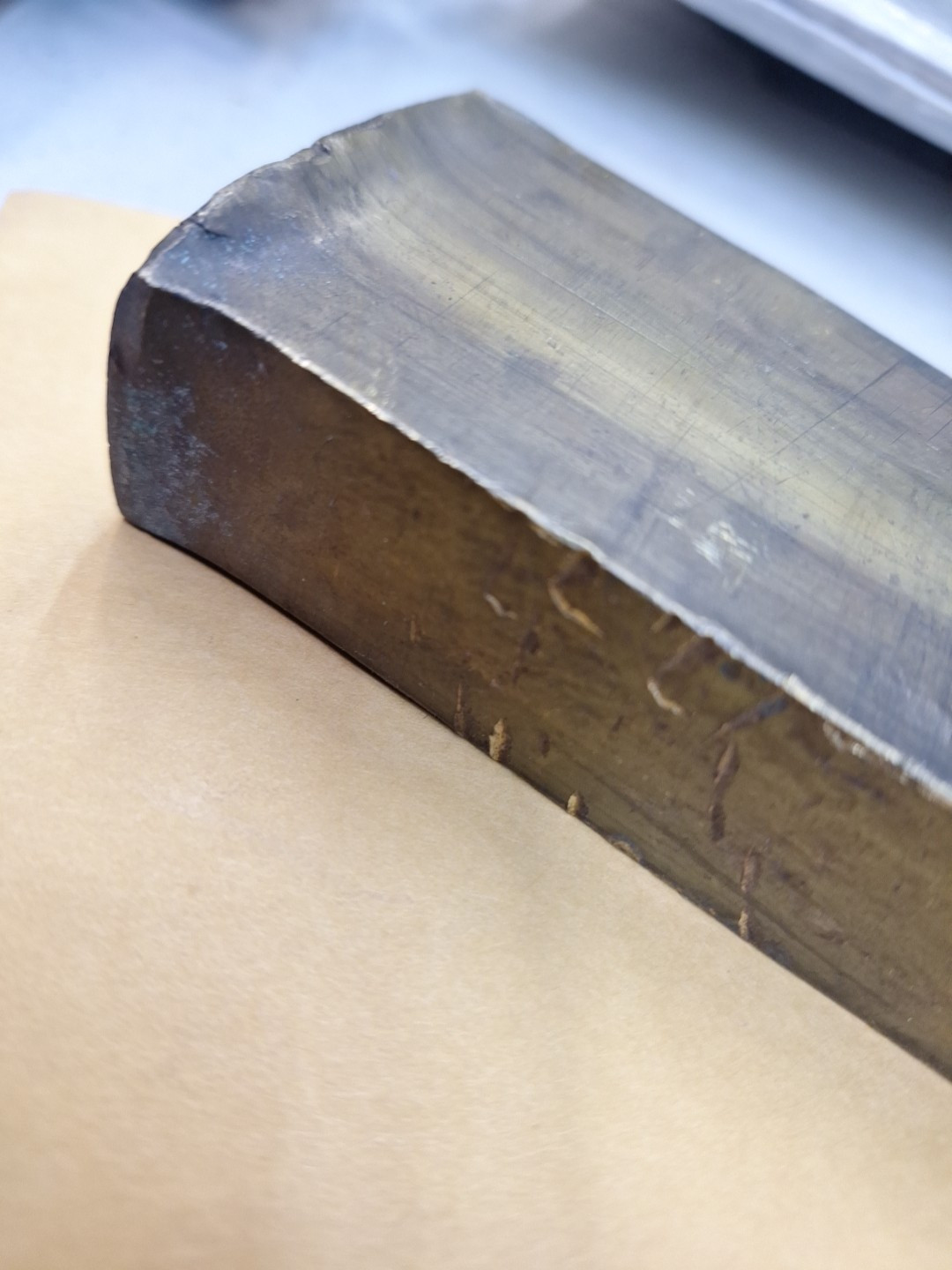 Yellow Brass? Stock Rectangle Flat Bar 1″x 2″x 13″L SEE PHOTOS OF CONDITION