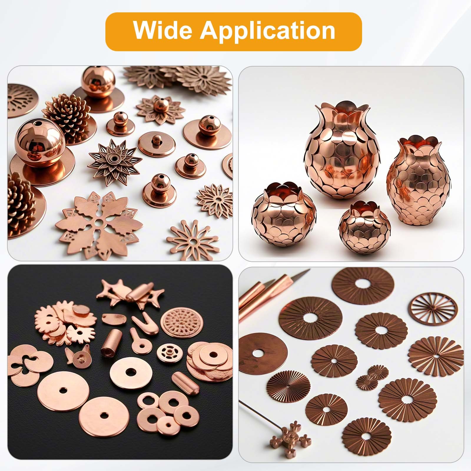 2 PCS 99.9% Pure Copper Sheet, 50 x 50 x 2.5mm with Gloves