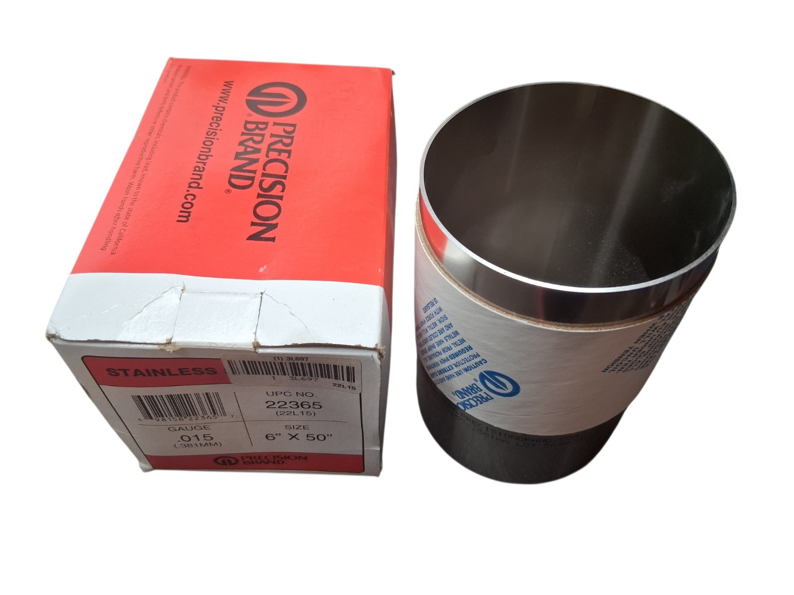 Precision Brand 22365 Stainless Steel Shim Stock Roll .015” x 6” x 50” – NOS