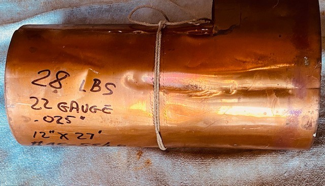 COPPER SHEETING, 22 GAUGE, .025″ THIN, SOFT SHEET COPPER APPROX 27 SQ.FT.