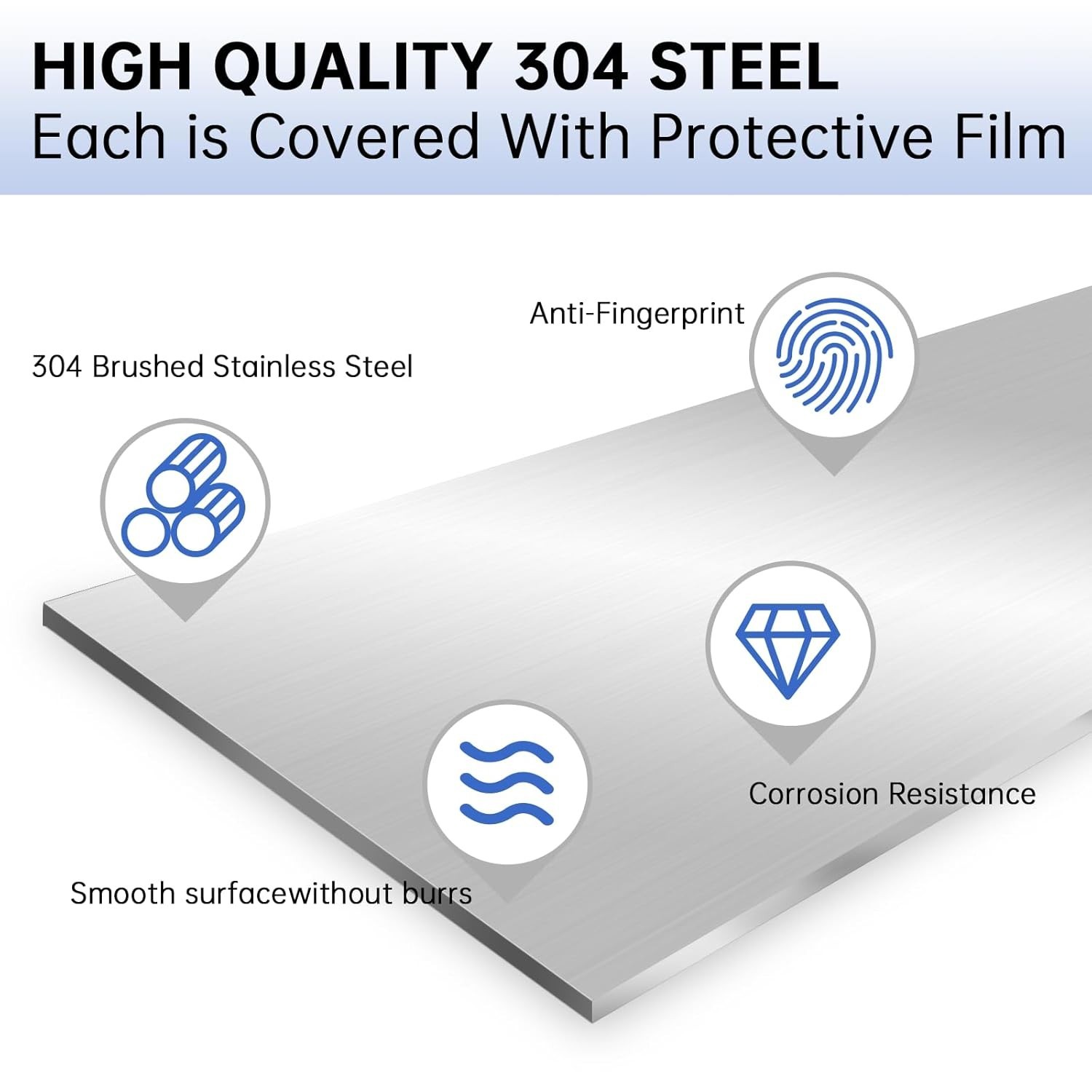 10 Pcs 304 Stainless Steel Strips17″x 1″x 0.02″ Thickness,Brushed Stainless S…