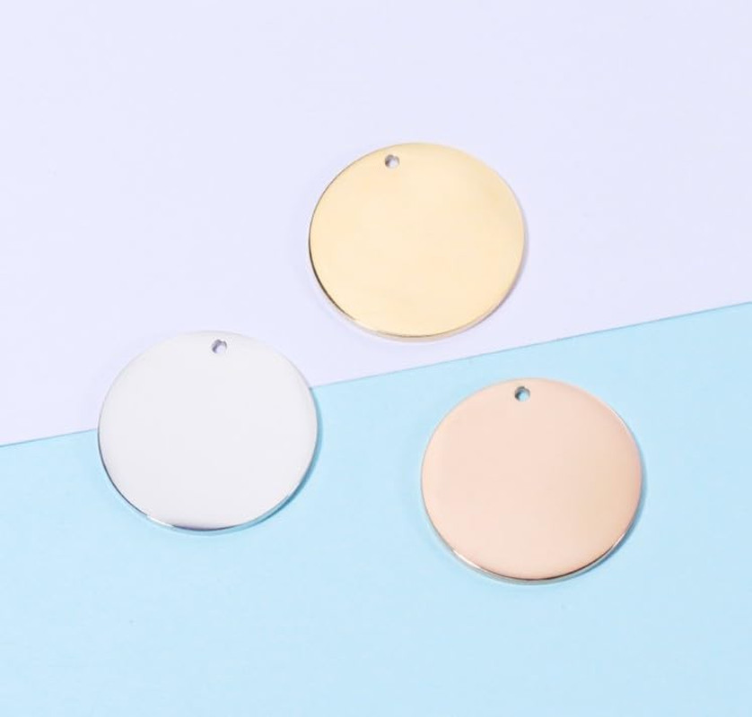 100 Pcs Stainless Steel round Blank Tags, Stainless Steel Flat Blank Stamping Ta