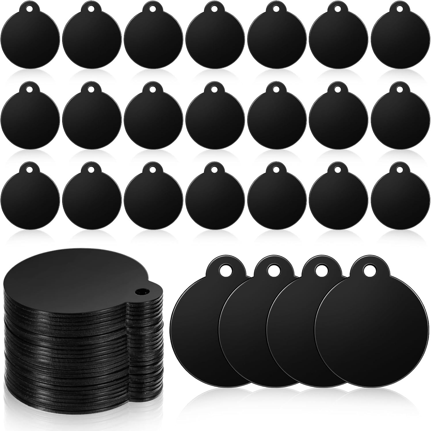 50 Pack Blank Dog Tags for Engraving Round Metal Stamping Blanks 1.18 Inch Metal