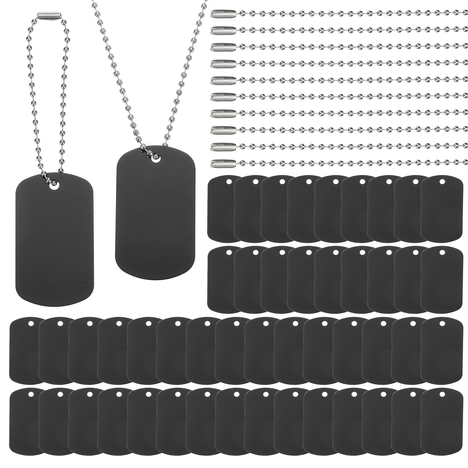 50Pcs Blank Tag Metal Stamping Tags, Rectangle Shape Engraved Tag, Black