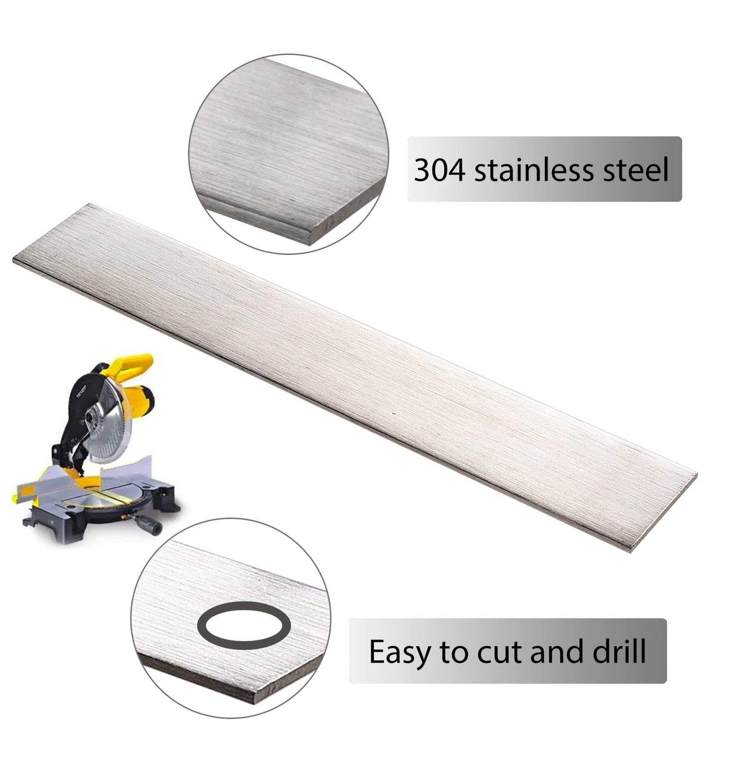 304 Stainless Steel Flat Bar 12×2 Inch 0.12 Thick Rectangular Strip Metal