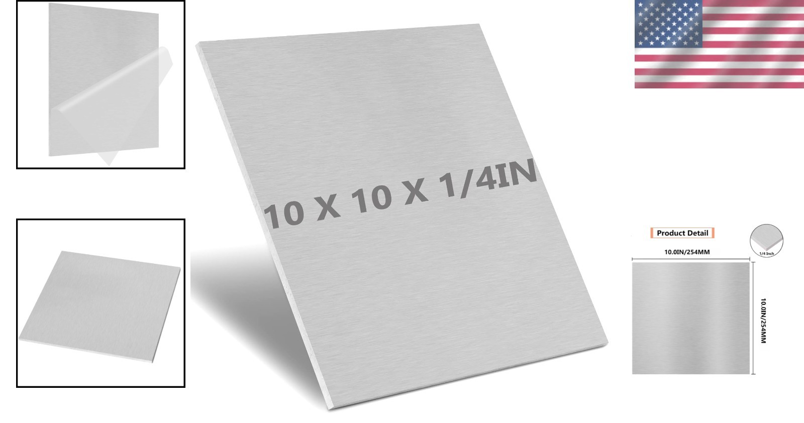 6061-T651 Aluminum Sheet Metal – 10″ x 10″ x 1/4″ for Crafting & Industrial Use