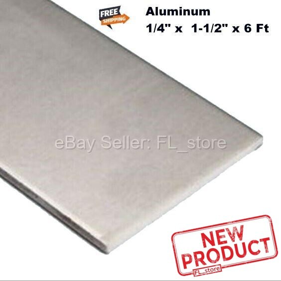 Aluminum Bar Flat Stock 1/4″ x 1-1/2″ x 6 Feet Long Unpolished Finish Alloy NEW