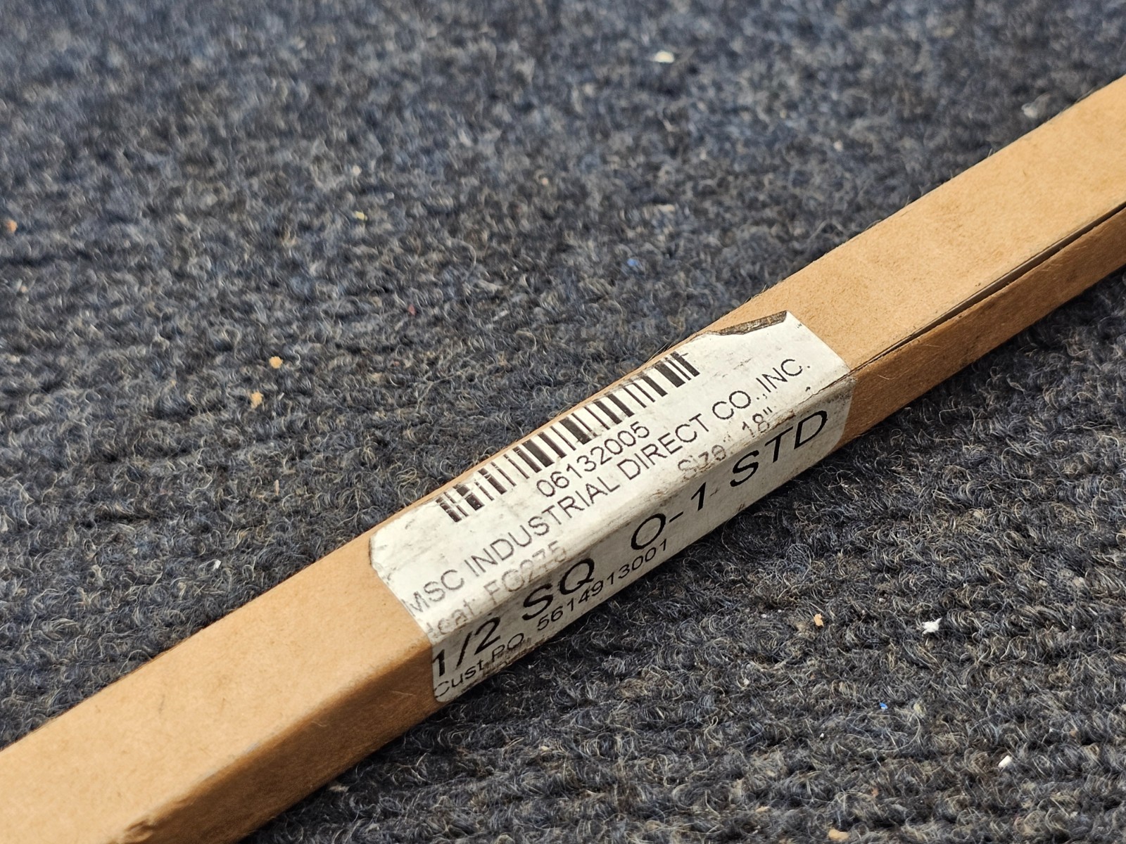 MSC 06132005: O1 Oil-Hardening Flat Stock: 1/2″ Thick, 1/2″ Wide, 18″ Long