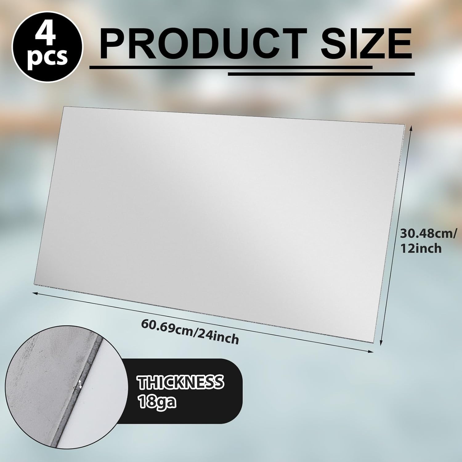 4pcs 18 Gauge Steel Sheet 24×12 Cold Rolled 1.2mm Weldable Metal Plates DIY