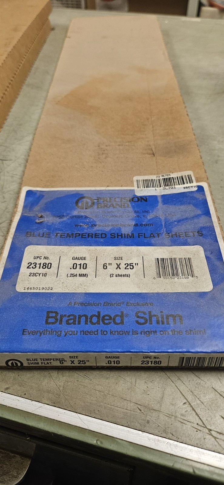 Precision Brand 23180 Shim Stock, Sheet, Blue Steel, 0.01 In, Pk2 –