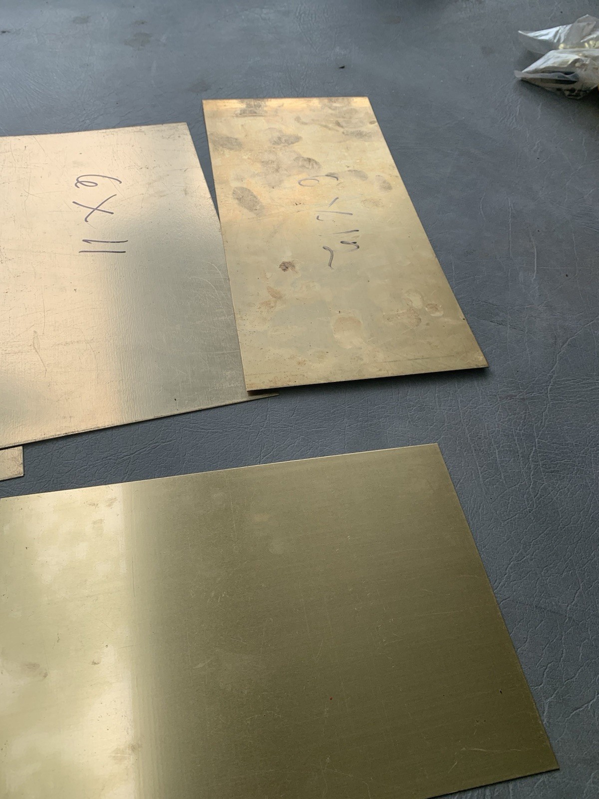 .020” Sheet Brass, Satin Brass With Peel Coat, All 4 Pieces
