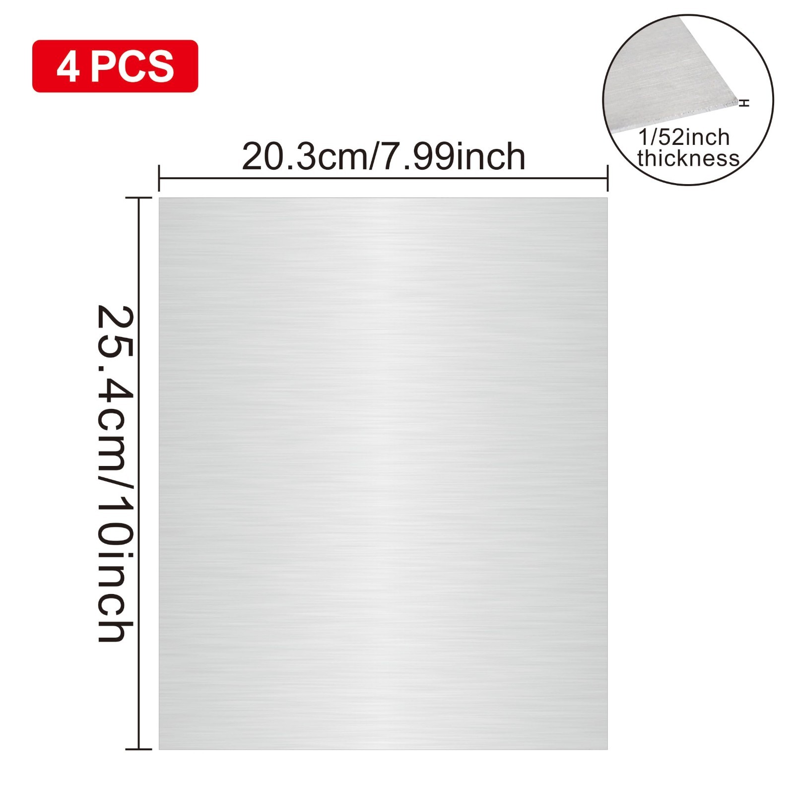 Stainless Steel Metal Sheets 8″ x 10″ x 1/52″ – Crafting & Mounting Plates (4PCS