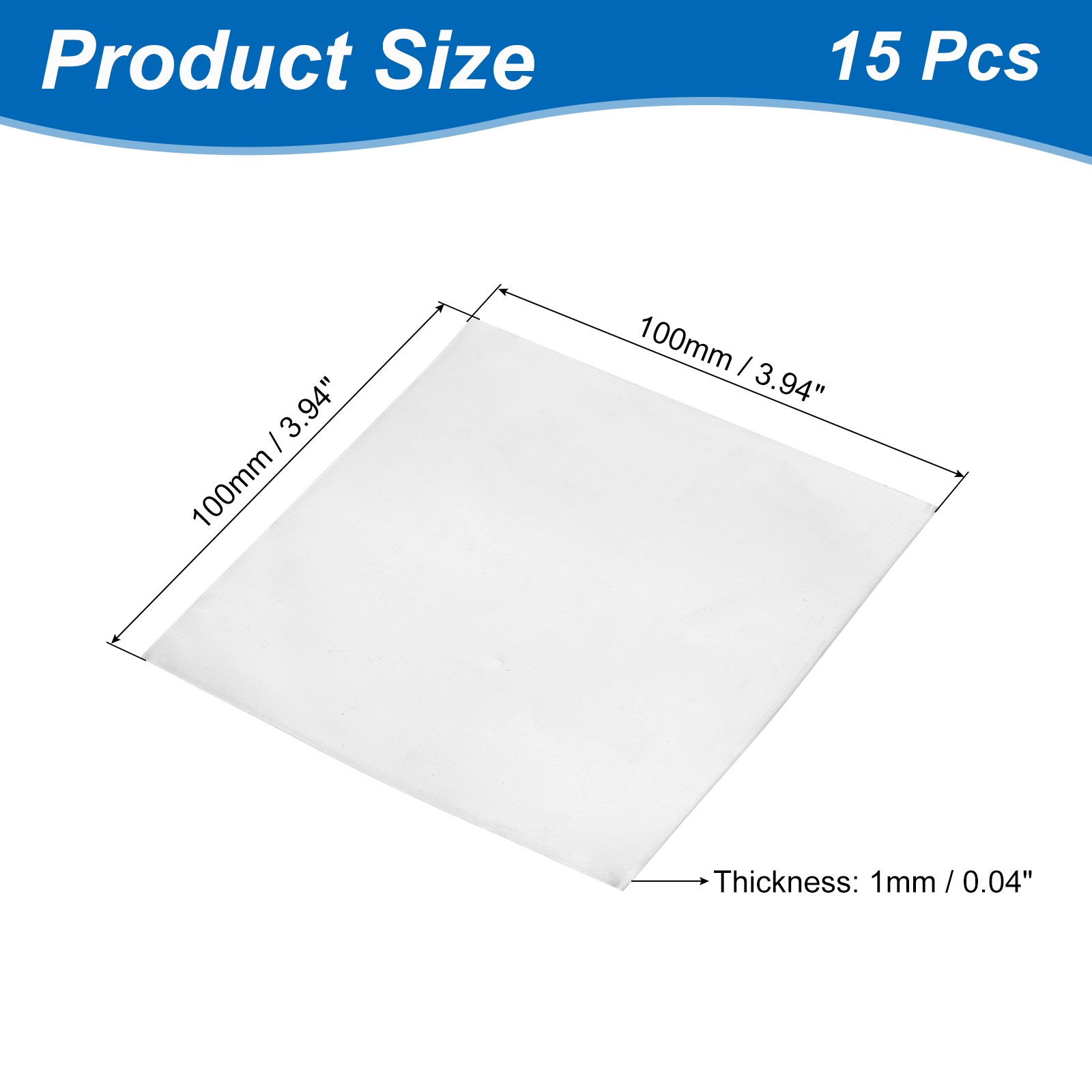 15Pcs Zinc Sheets, 99.9% High Purity Zinc Plate, 0.01″x4″x4″(0.2x100x100mm)