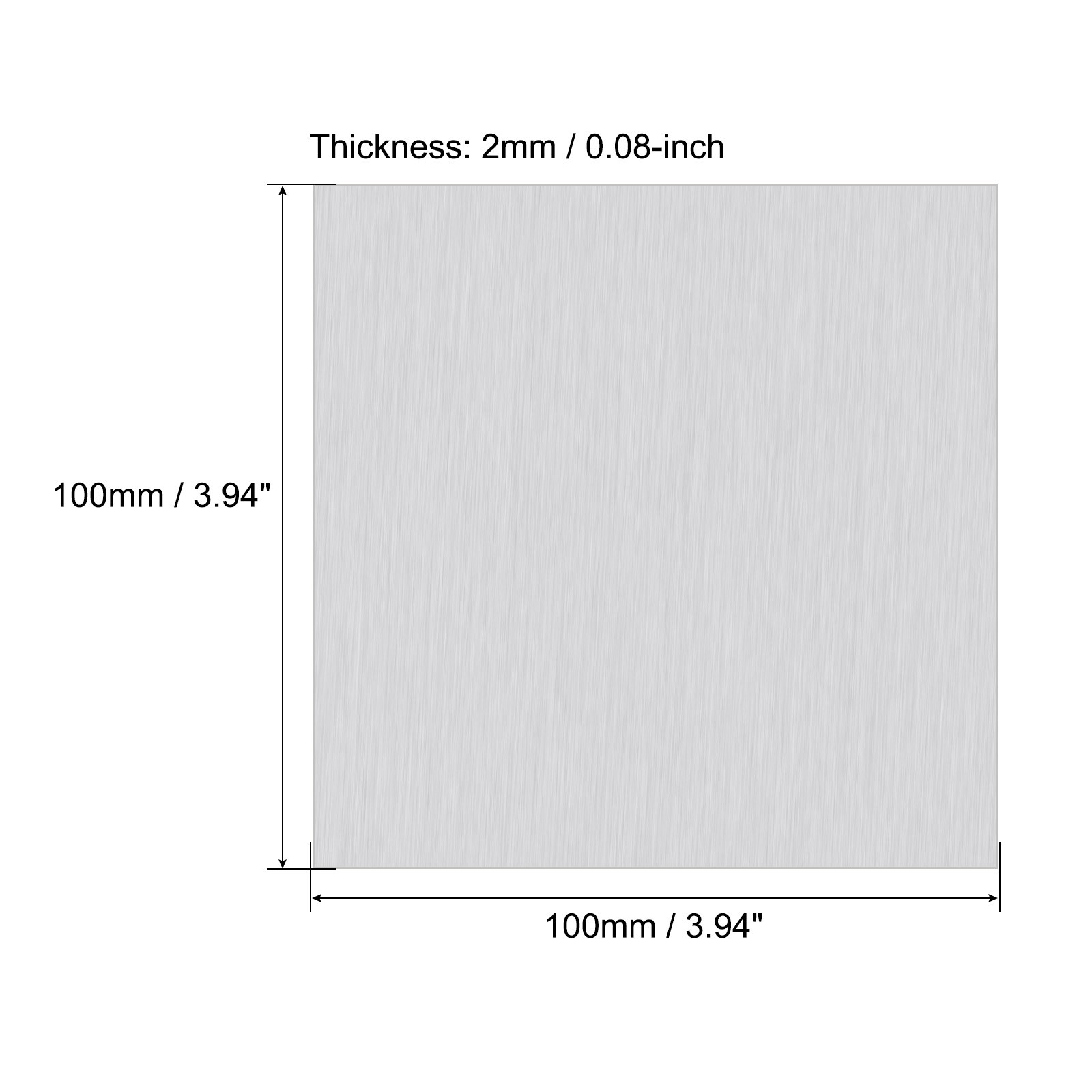 100mm x 100mm x 2mm Rectangle 1060 Aluminum Sheet Flat Metal Plate Stock