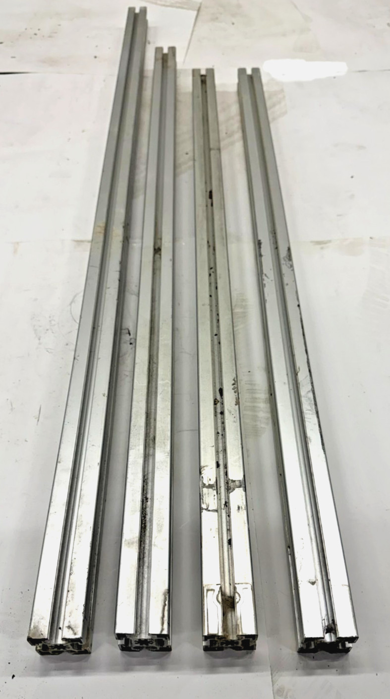80/20 45MM ASST LENGTHS, 45-4545, (LOT OF 4), 43-3/4″ TO 58-1/8″, 4 OPEN SLOTS