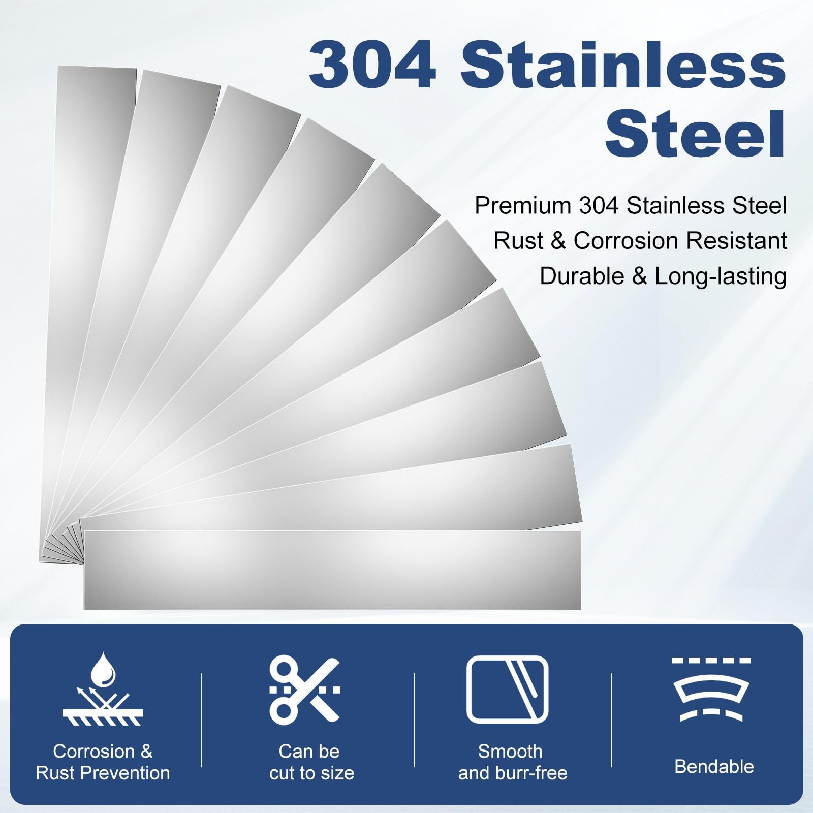 AOKLIT 50 Pcs Shim Stock Assortment, 304 Stainless 1x6x0.01 inches, silvery