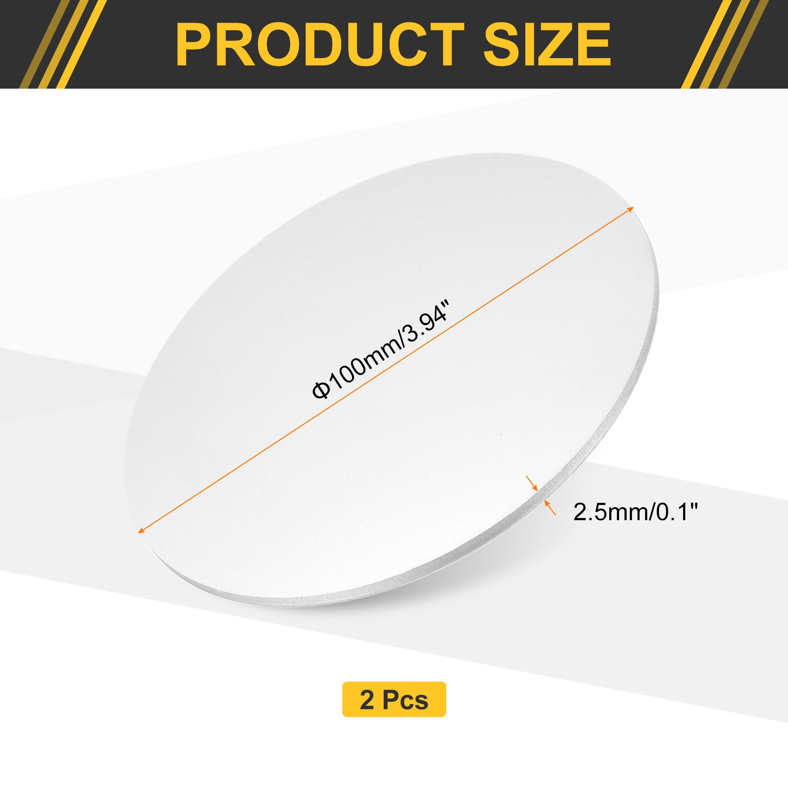 2Pcs Aluminum Disc, 4″(100mm) Dia 0.1″(2.5mm) Thick Round 1060 Aluminum Sheets
