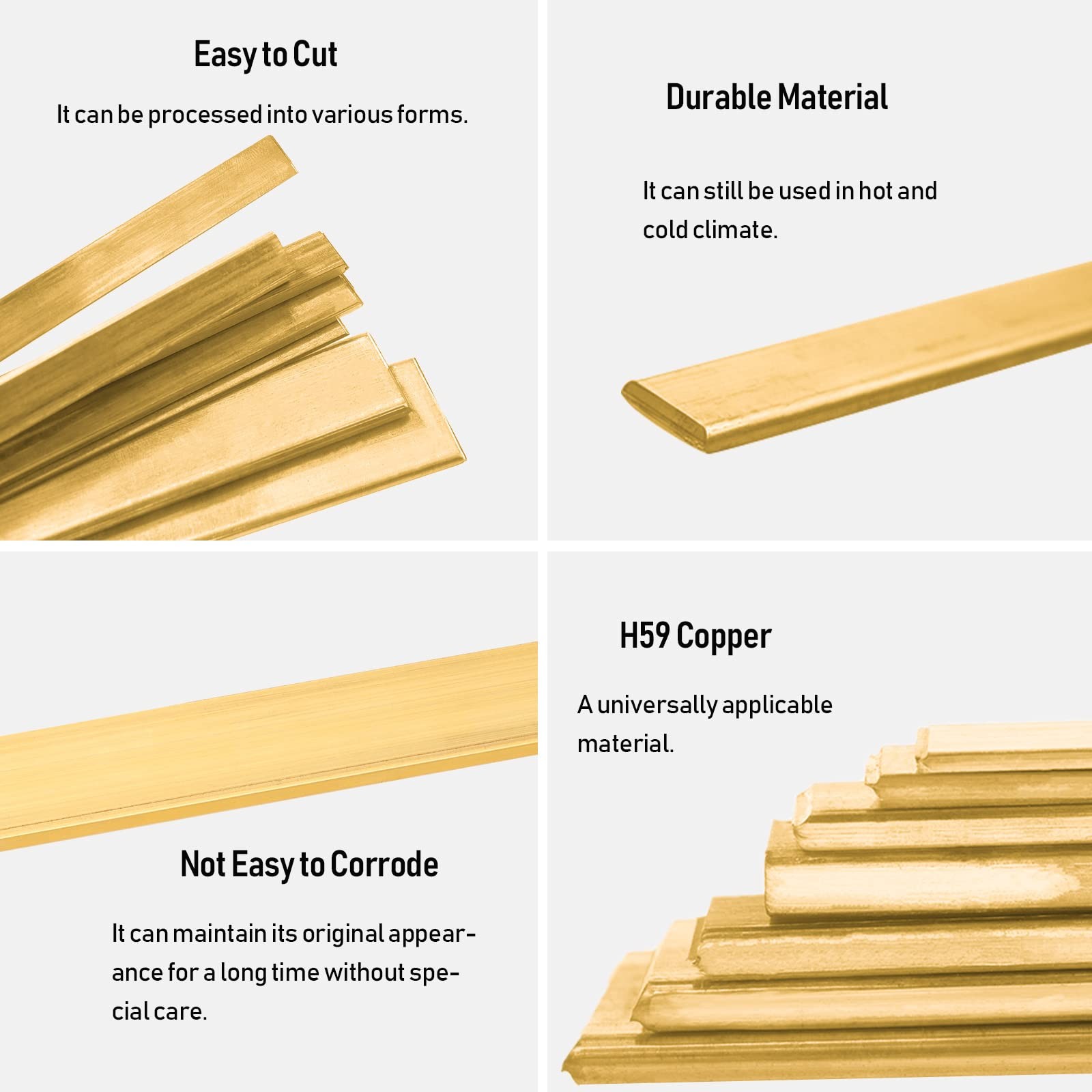 Brass Flat Bar, 1/8 in x 3/4 in x 8 in, 9 Gauge Sheet Stock, 3x20x200mm