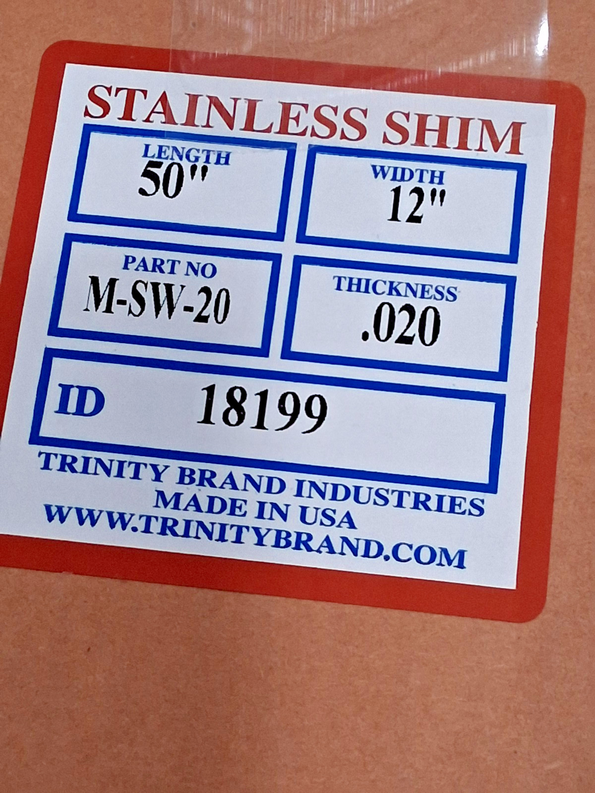 Trinity Brand Industries Metal Shim Stock Roll M-SW-20