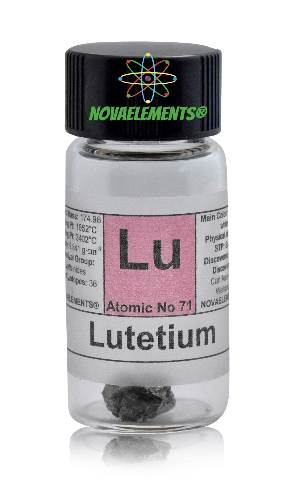 Lutetium metal element 71 Lu sample 0.5 gram shiny 99.95% in labeled glass vial