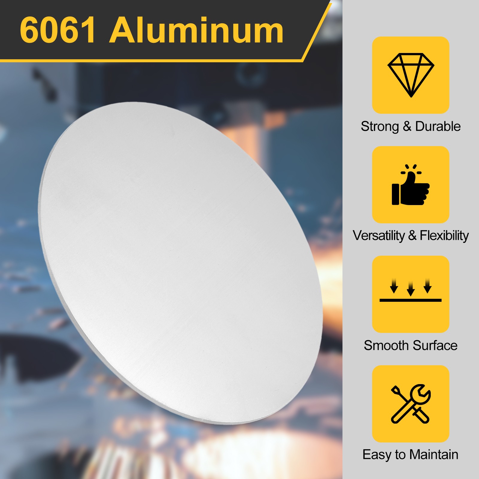 Aluminum Disc 6″(150mm) Dia 0.1″(2.5mm) Thick Round 6061 Aluminum Sheets