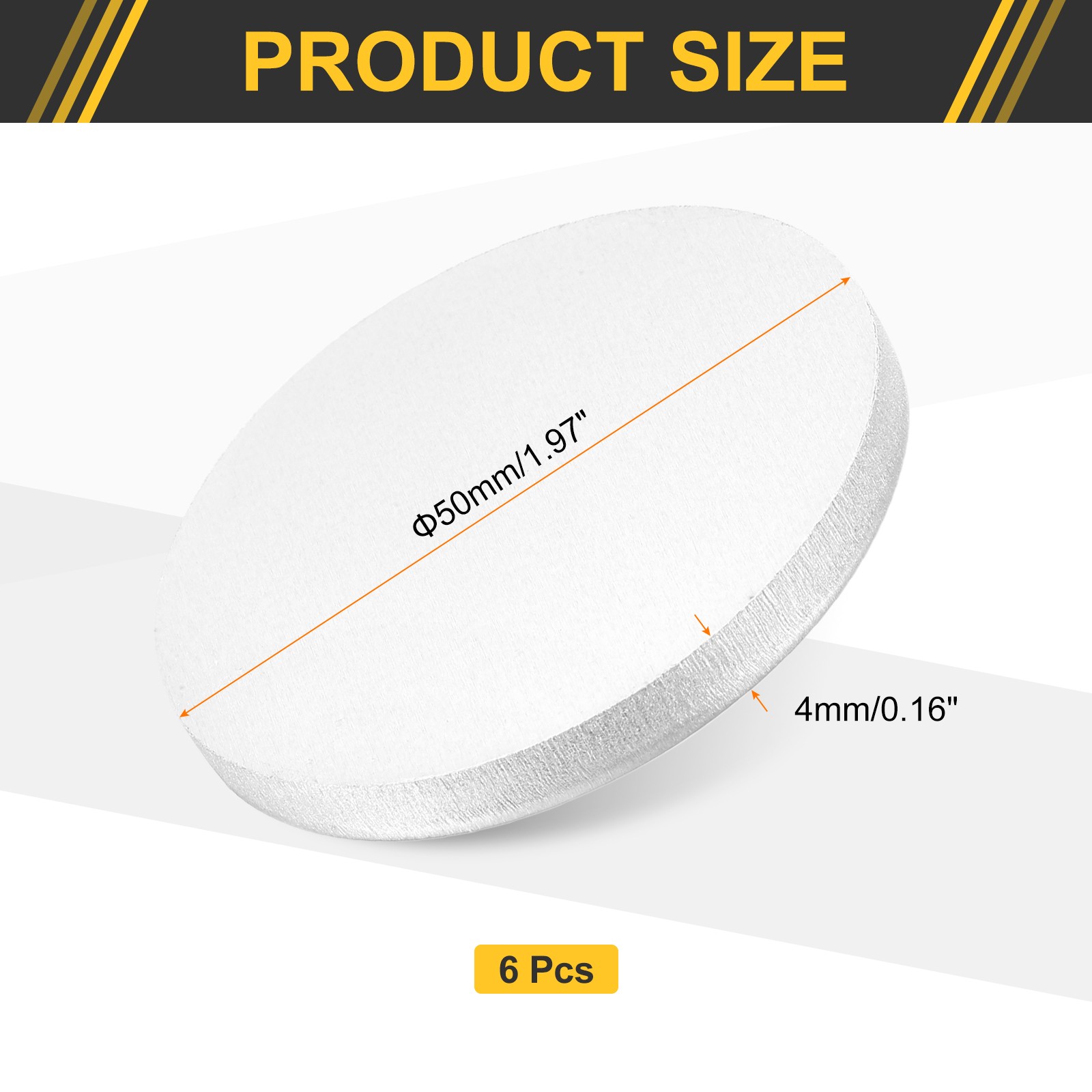 6Pcs Aluminum Disc 2″(50mm) Dia 0.16″(4mm) Thick Round 5052 Aluminum Sheets