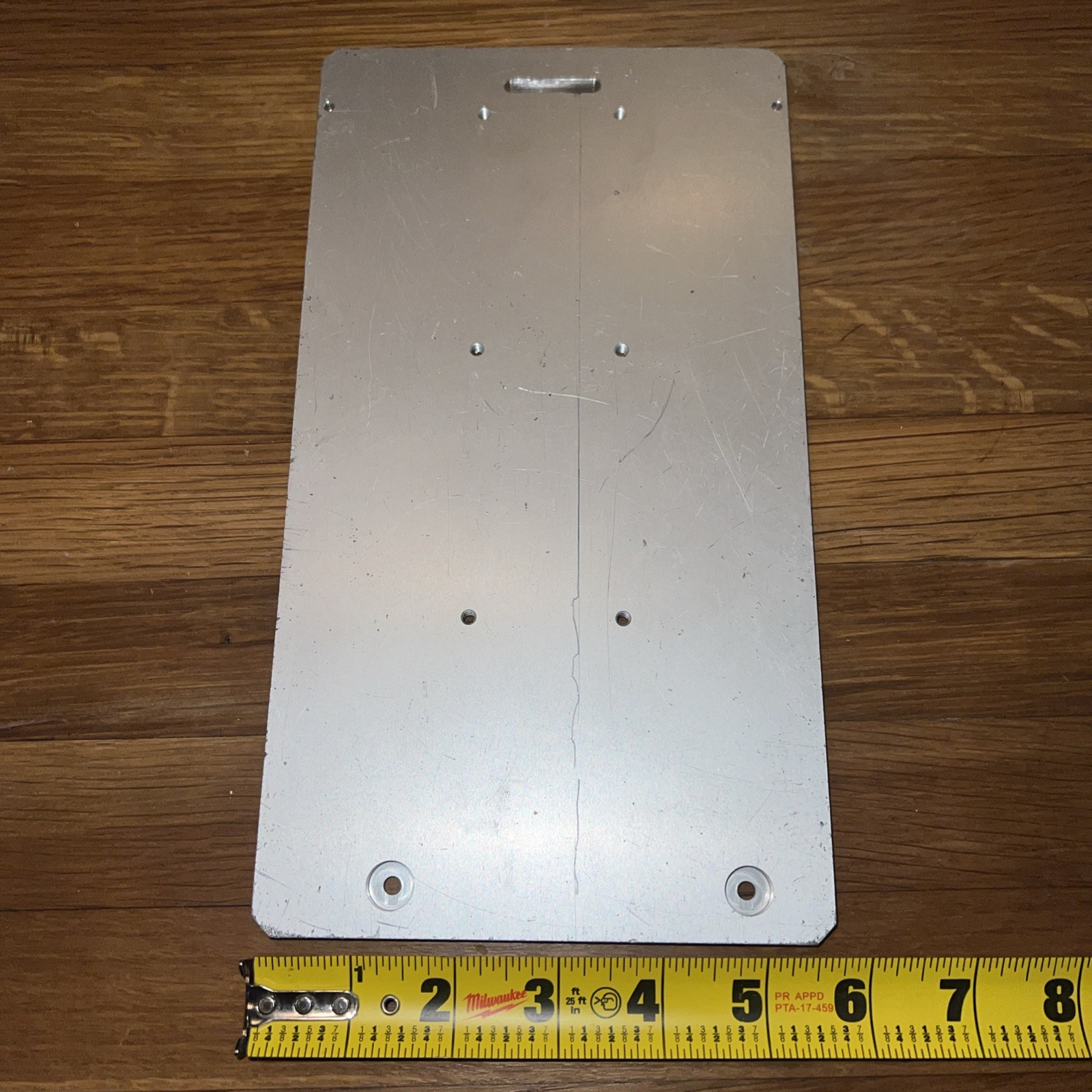 1/4″ Steel Plate, 10.5” x 5 5/16” with 8 screw holes