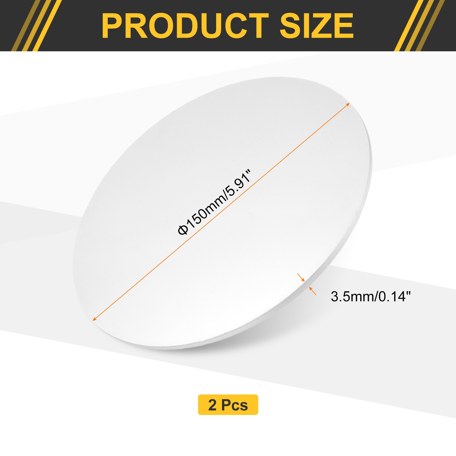 2Pcs Aluminum Disc 6″(150mm) Dia 0.14″(3.5mm) Thick Round 1060 Aluminum Sheets