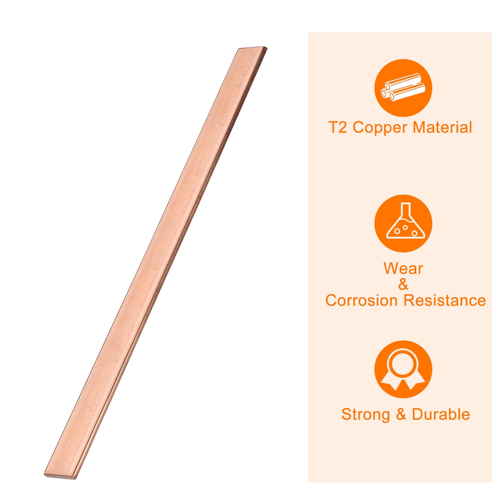 Copper Flat Bar, 3/16″ Thickness x 25/32″ Width x 10″ Length Copper Bar Stock