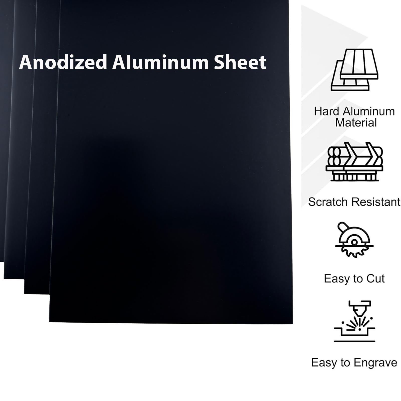 10 PCS Black Anodized Aluminum Sheet 5x7x1/32 Inch 0.8mm Metal Plate Engraving