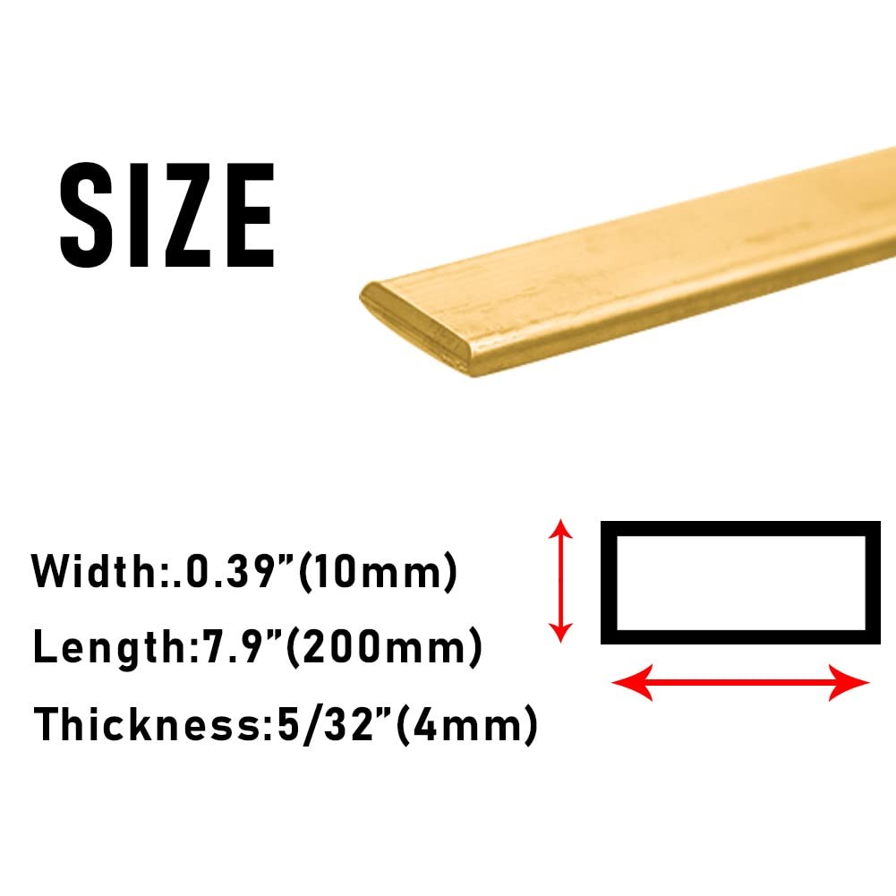 Tynulox 5/32″ x 3/8″ x 8″ Brass Flat Bar, 6 Gauge Metal W x L, Gold
