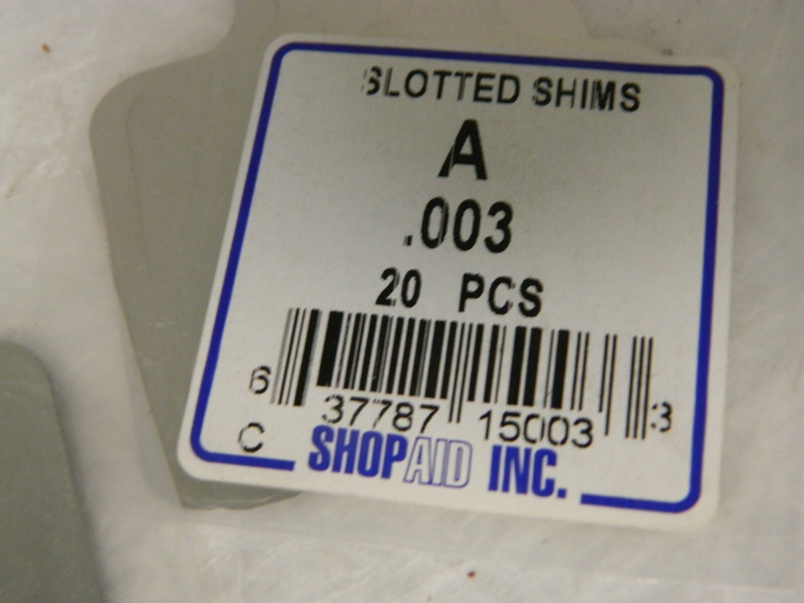 ShopAid Slotted Shim Stock 2" Long x 2" Wide x 0.003" Thick Qty 4