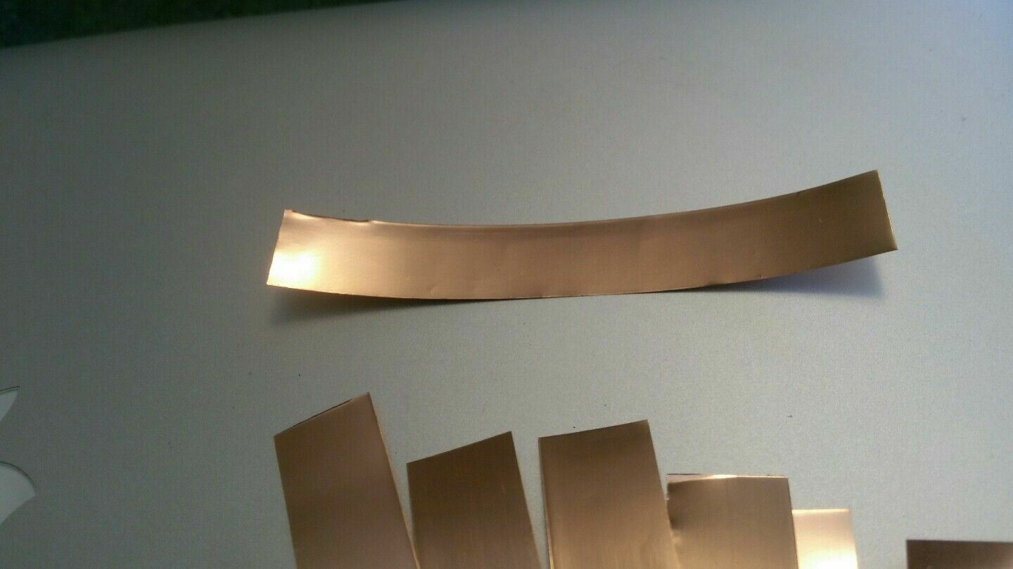 copper Shim Stock .002 Thick 0.5″ Wide 20 inch long, 002 0.002 soft