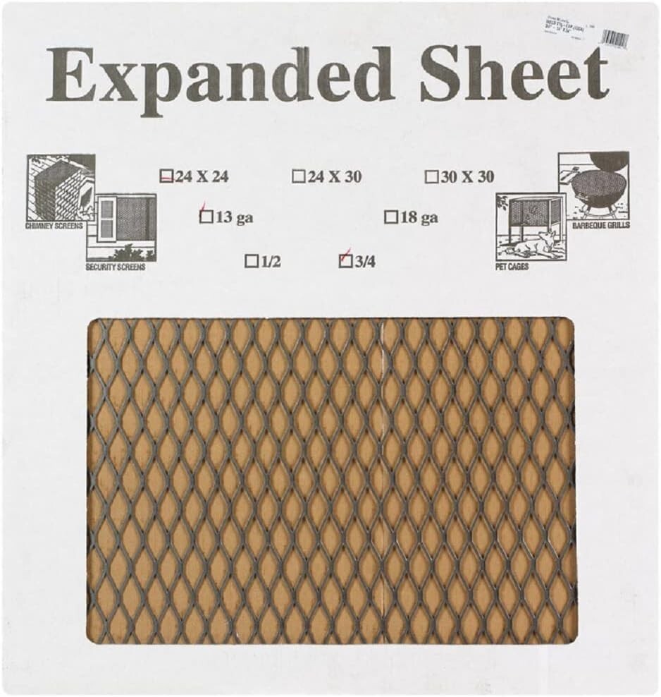 11780 Diamond Expanded Metal Sheet 13 Gauge 3/4 x 24″ x 24″ In. Flat