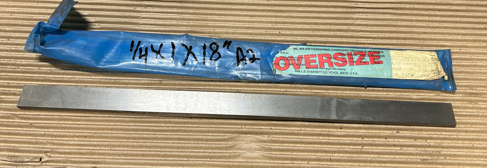 1/4 X 1 X 18″ A-2 Flat Ground Stock OVERSIZE Tolerance STARRETT Brand