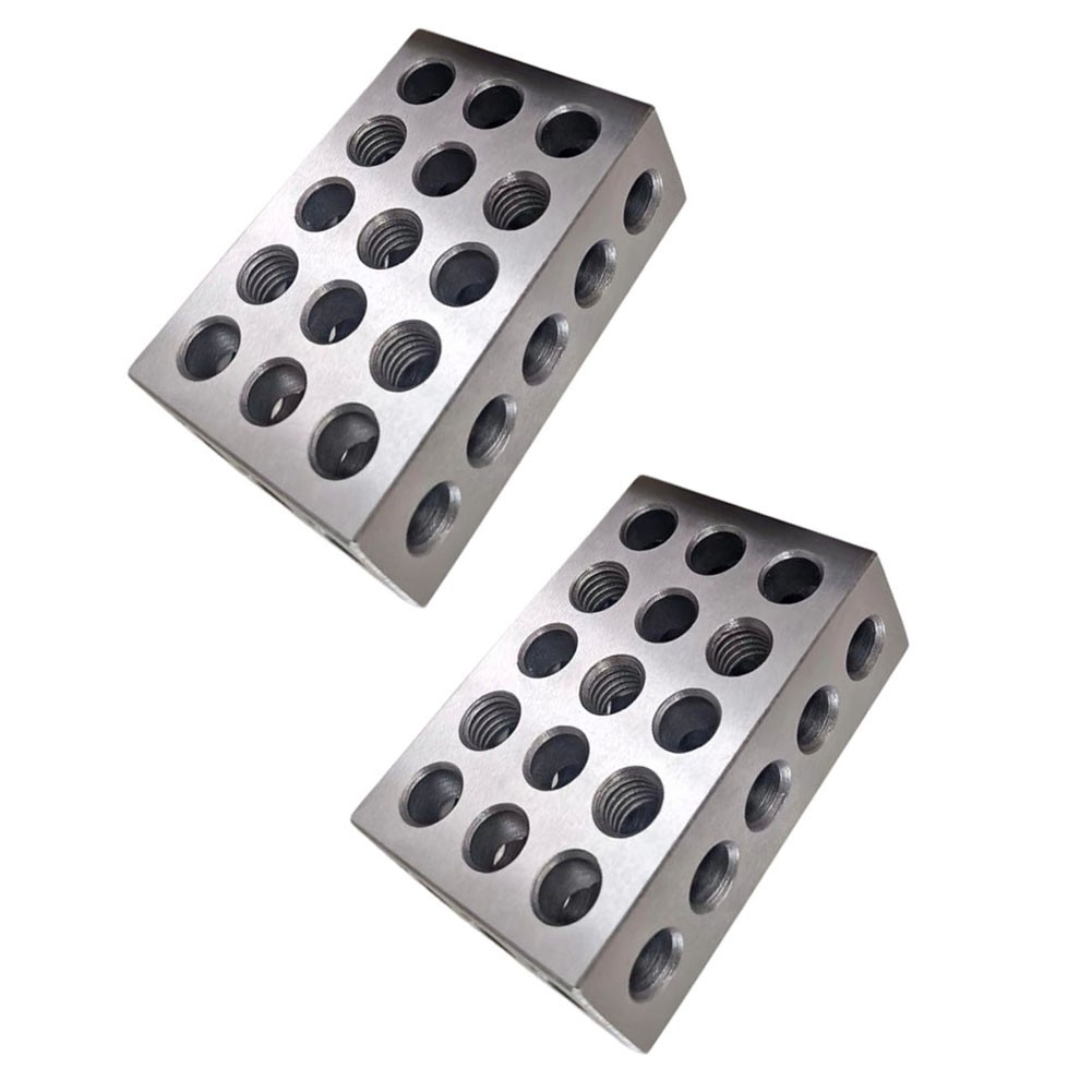 Matched Steel Blocks 25mm 50mm 75mm 23 Holes for Metalworking and Assembly