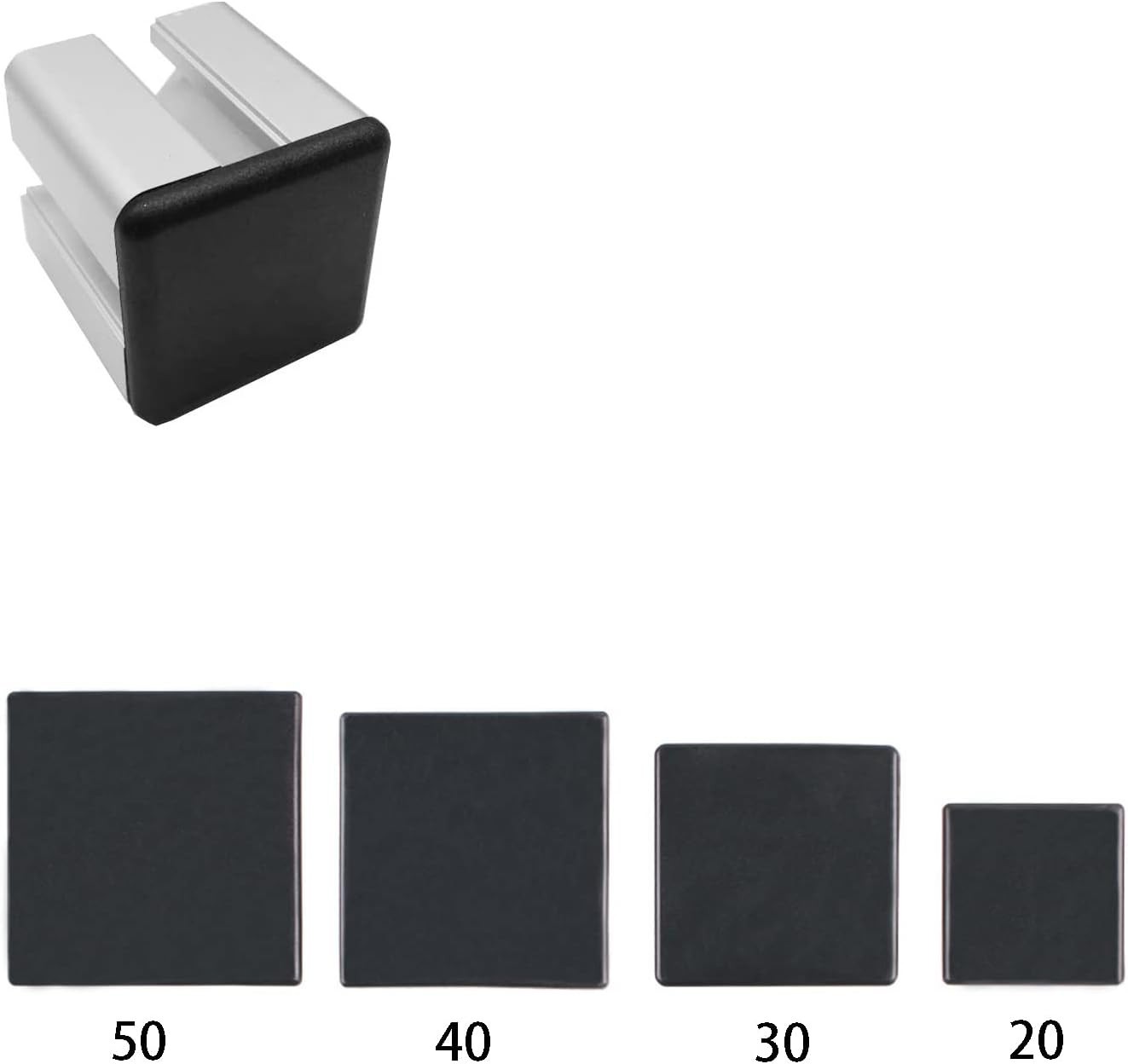Rust-Proof Black ABS End Caps (35 Pcs) for 20x20mm Aluminum Frame Protection