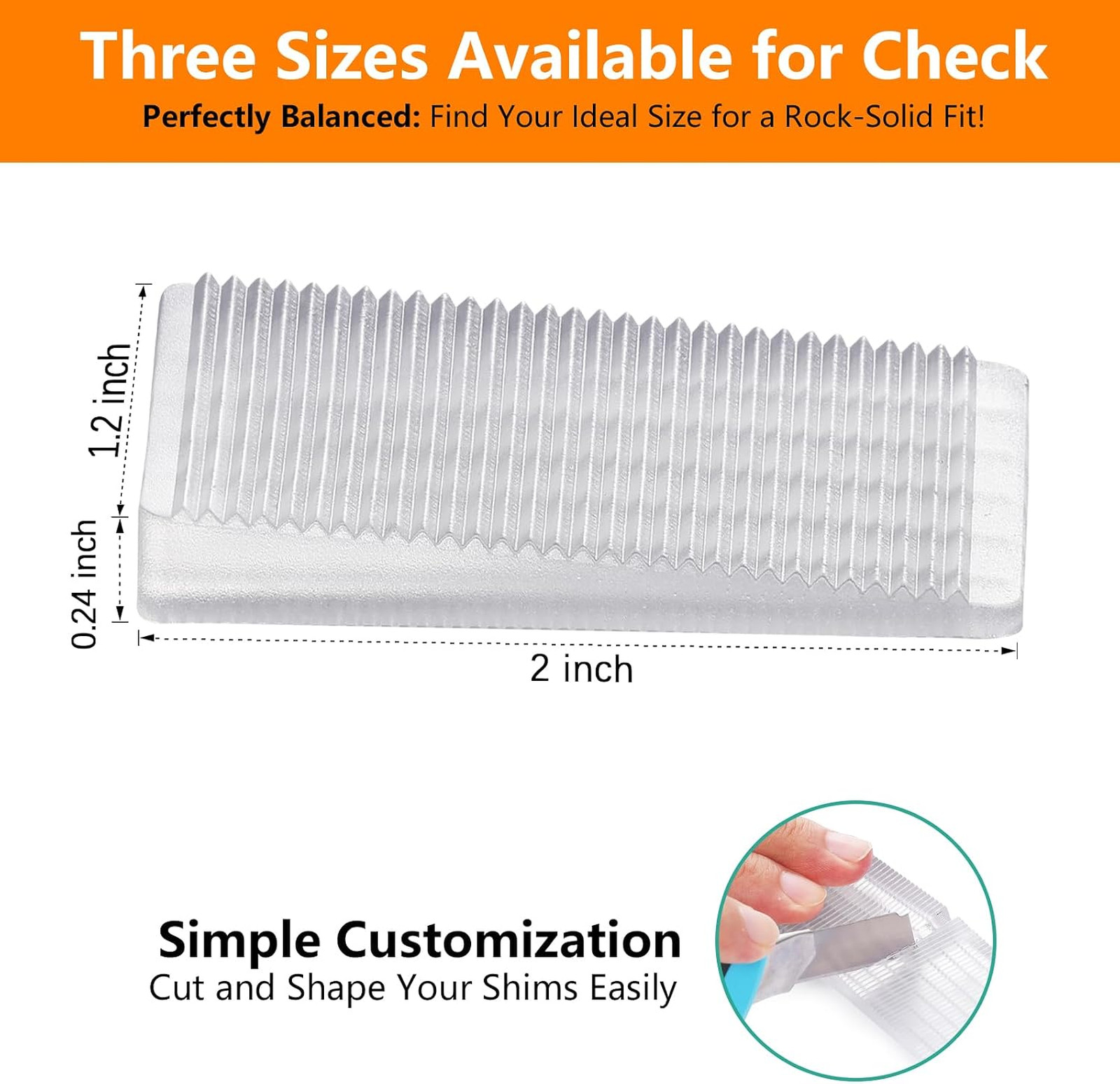 Flexible Plastic Shims Kit 12pcs Clear Leveling Wedges for Furniture and Home