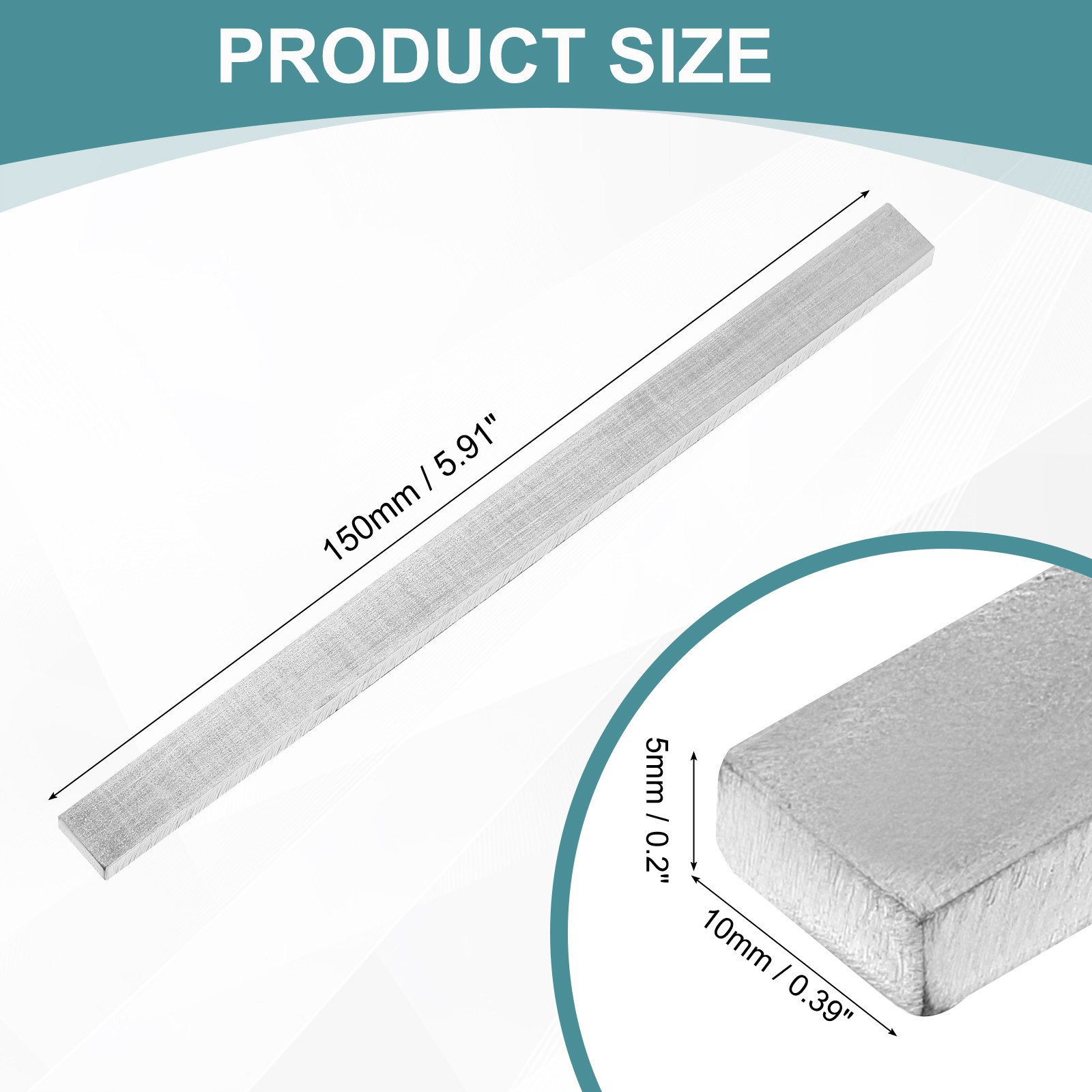 316 Stainless Steel Flat Bar, 3/16″ Thickness 3/8″ Width 6″ Length Metal Bar