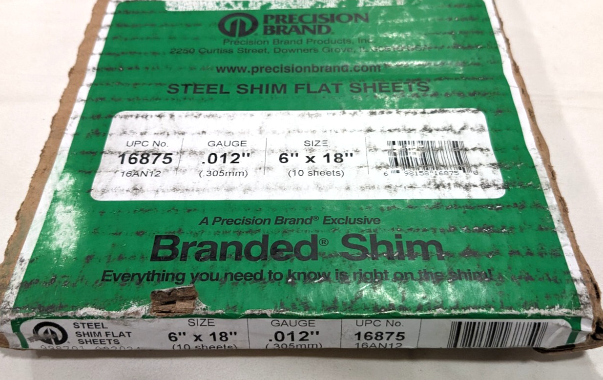 PRECISION BRAND Steel Shim Stock 0.012" x 6" x 18" *Pack of 10*