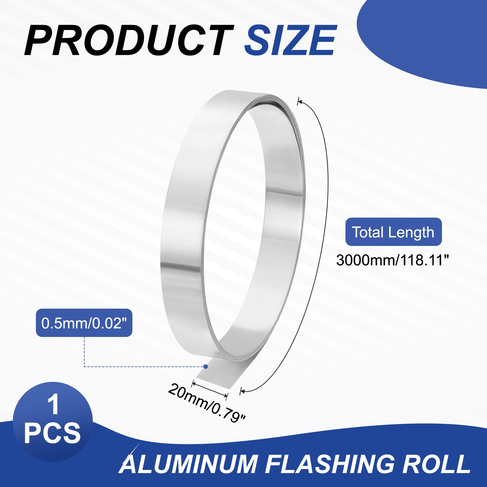 Aluminum Flashing Roll 3000mm x 20mm x 0.5mm 1060 Aluminum Metal Roll