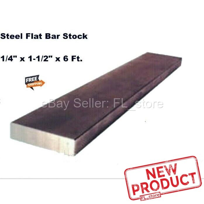 1/4″ Steel Flat Bar Stock 1-1/2″ x 6 Feet Rectangular Unpolished 1018 Alloy NEW