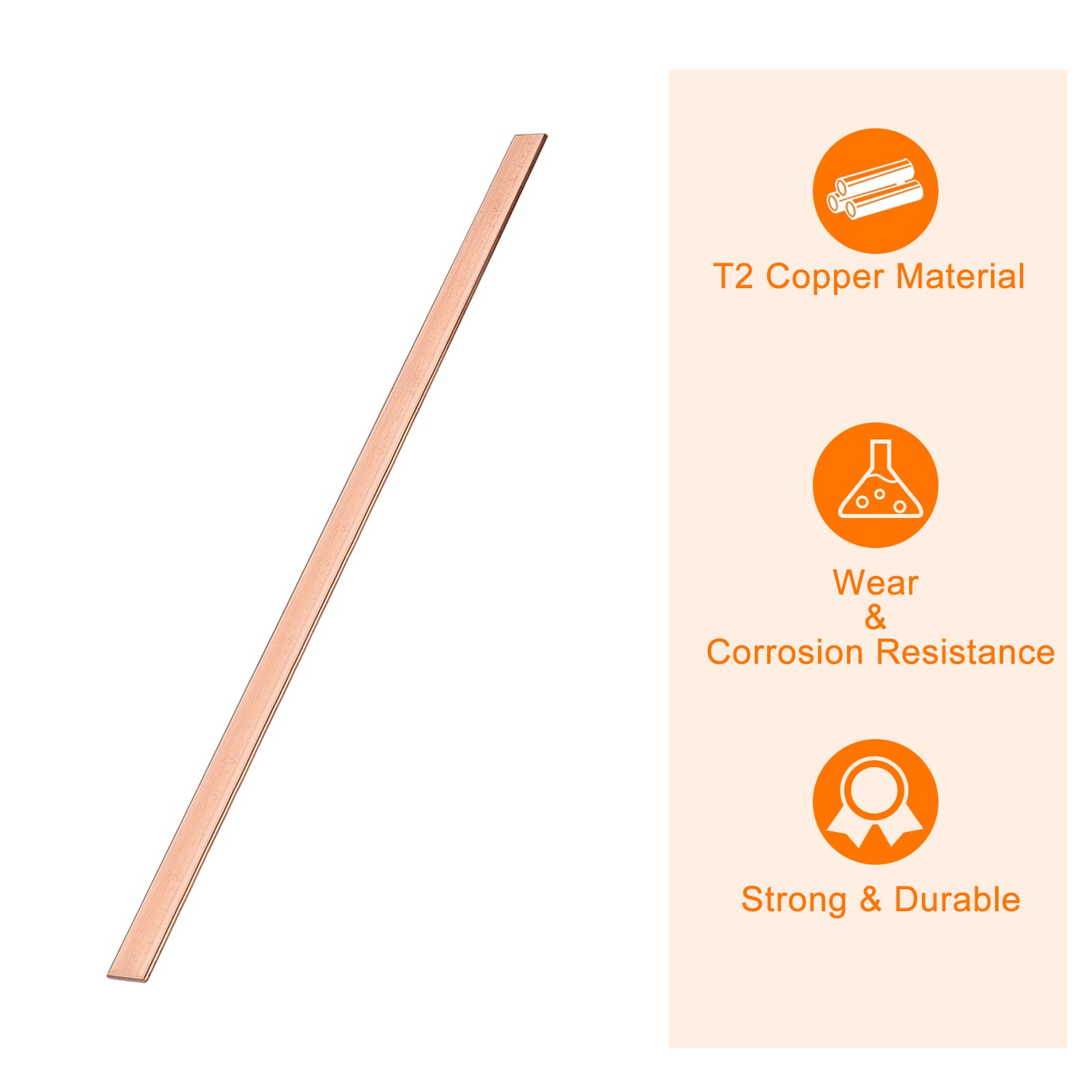 Copper Flat Bar, 0.12″ Thickness x 0.79″ Width x 15.75″ Length Copper Bar Stock