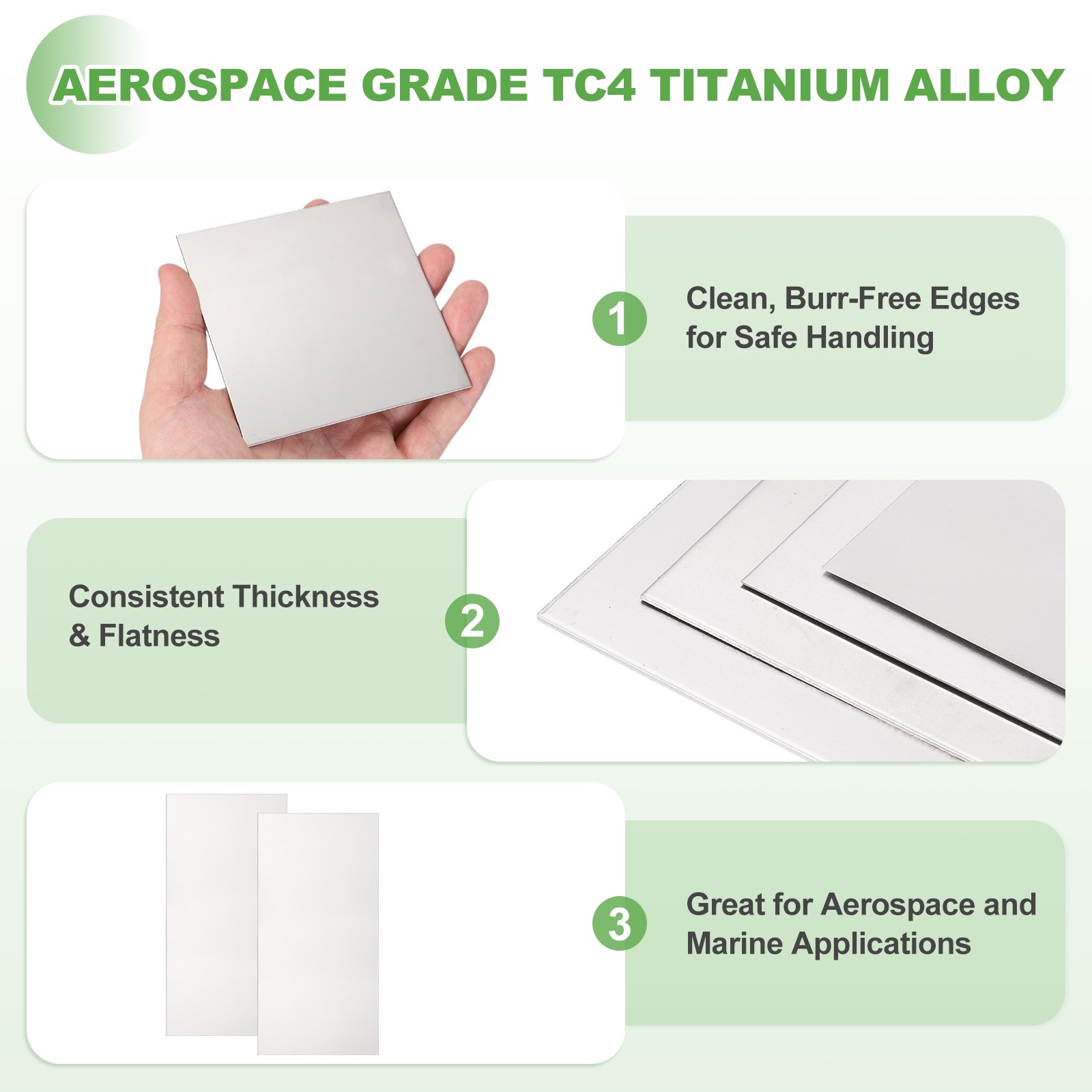 Titanium Plate Sheet, TC4 (Gr5) 200x100x0.6mm Titanium Alloy Sheet