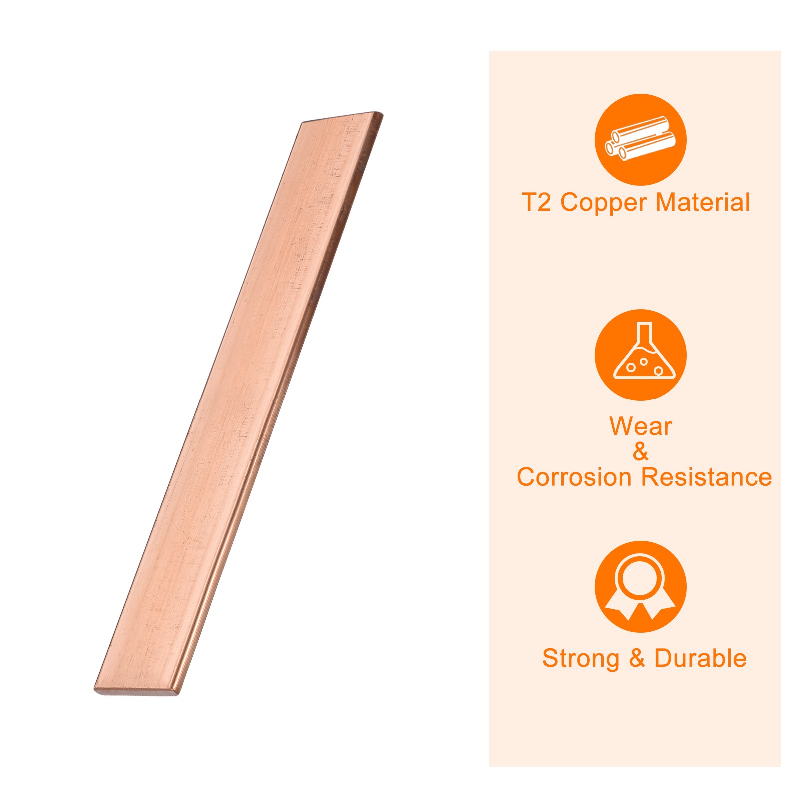 Copper Flat Bar, 5/32″ Thickness x 1″ Width x 6″ Length Copper Bar Stock