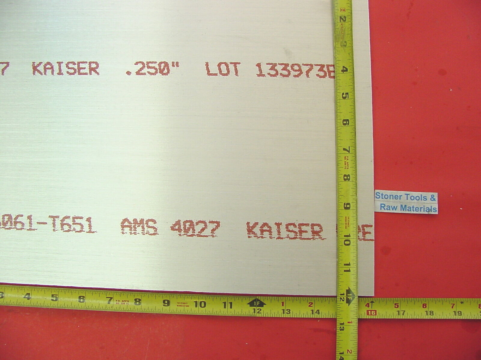 1/4″ x 16″x 12″ ALUMINUM 6061 Sheet Plate .250″ Thick T6 New Flat Mill Stock