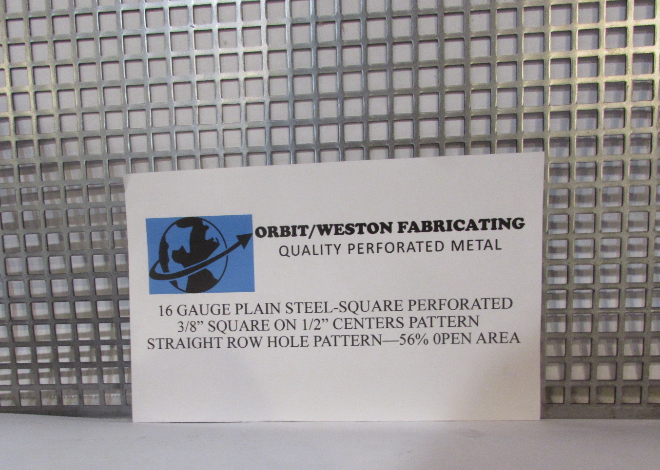 PERFORATED METAL 16 GAUGE–PLAIN STEEL– 3/8″ SQUARE ON 1/2″ CENTERS 6″ X 6″