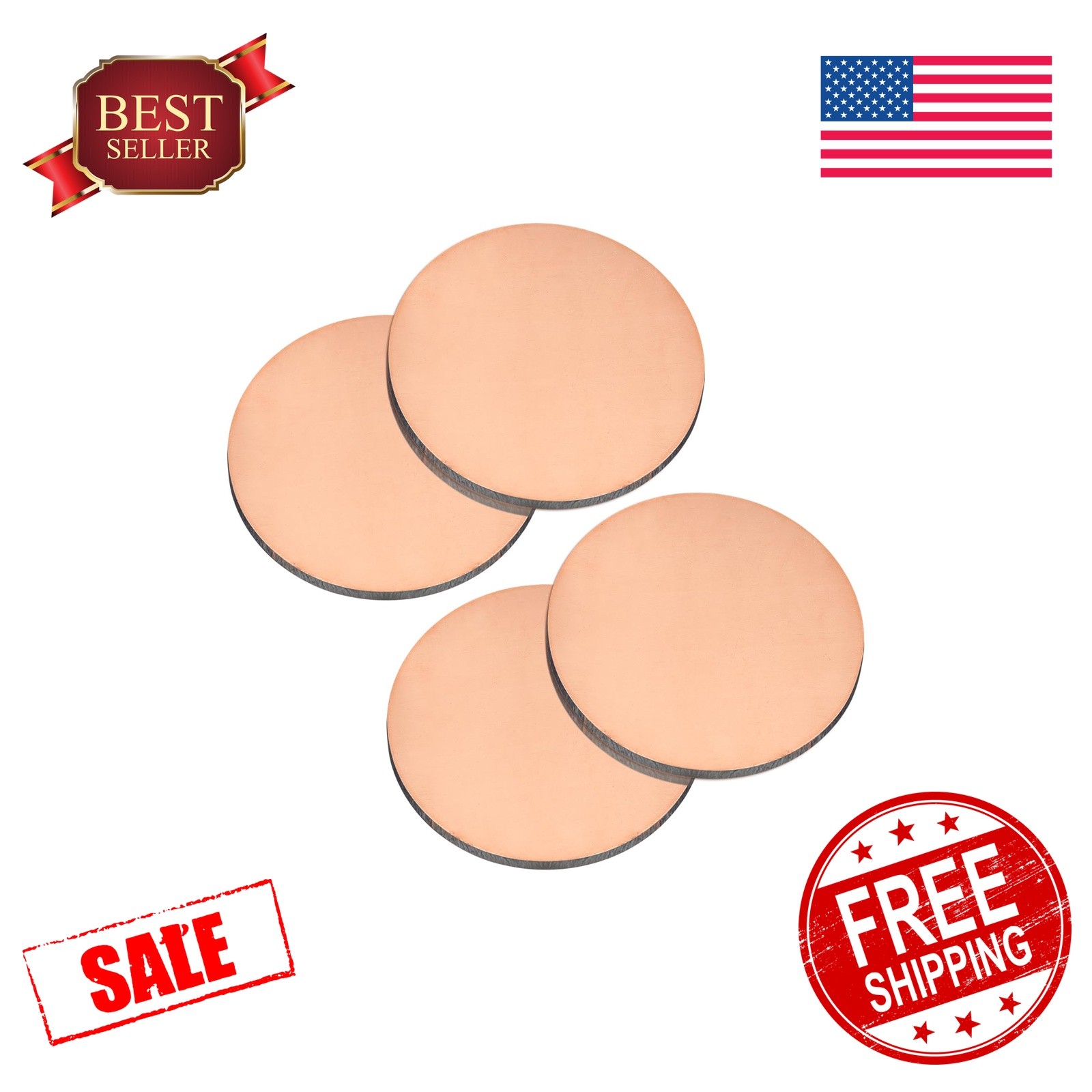 uxcell 4pcs 2″ x 0.08″ Copper Sheet Plate