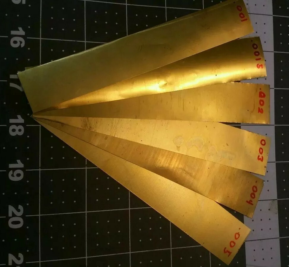 brass Shim Stock assortment 0.001 0.0015 0.002 0.003 0.004 0.005 1″x6″ 6 pieces